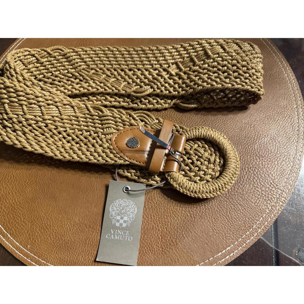 Vince Camuto NWT XL Natural Braided Belt with Leather Accents